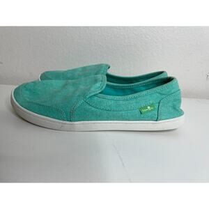 Sanuk Shoes Youth Green Opal Washed Slip On Comfort SHOES Size 4 Girls